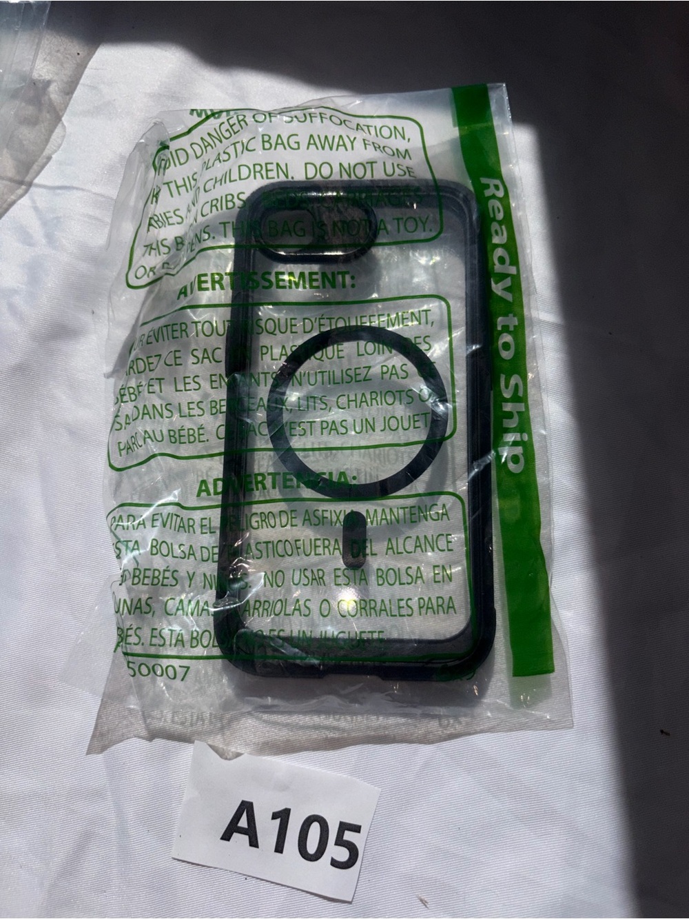 Black Phone Case with Ring Grip - Brand Unspecified